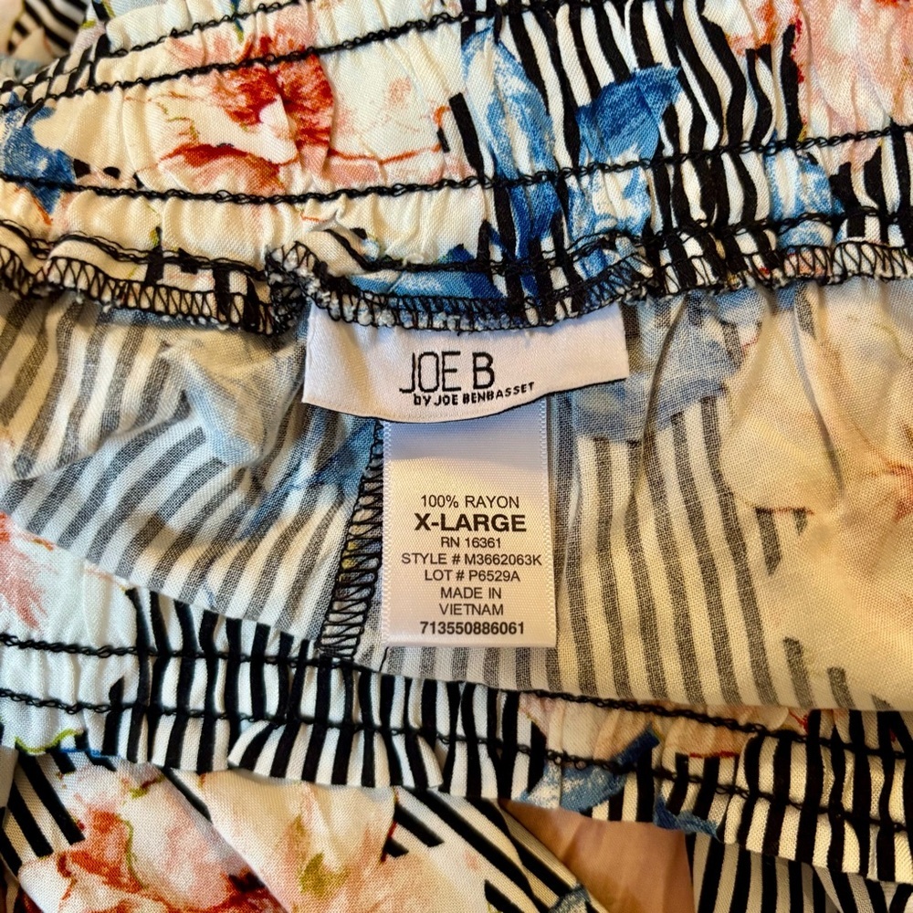 Joe B Women’s Black Stripped Floral Pants SIZE XL Wide‎ Leg - Picture 7 of 8